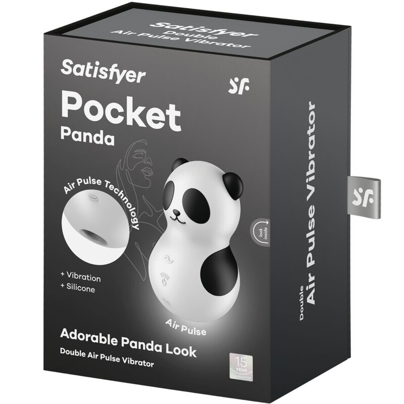 Stimulator si Vibrator, Satisfyer - Pocket Panda, Unde de Presiune si Vibratii, Negru si Alb