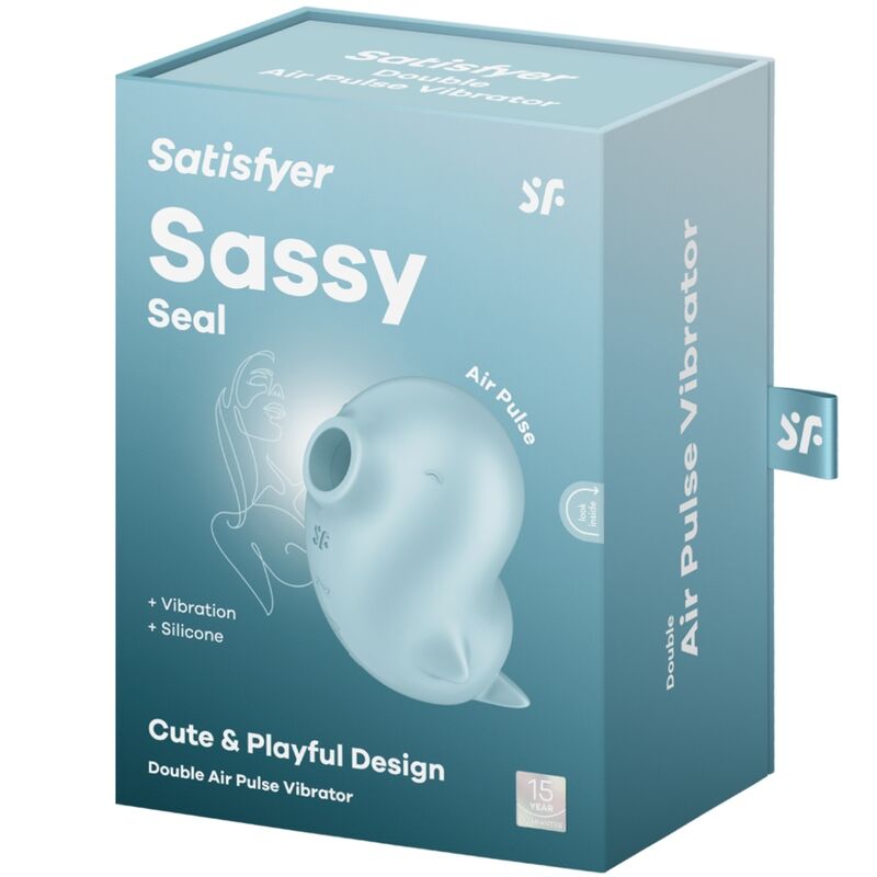 Stimulator si Vibrator, Satisfyer - Sassy Seal, Impulsuri de Aer si Vibratii, Albastru