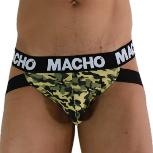 Jockstrap, Macho - MX28MV, Bretele Duble de Suport, Verde Militar S