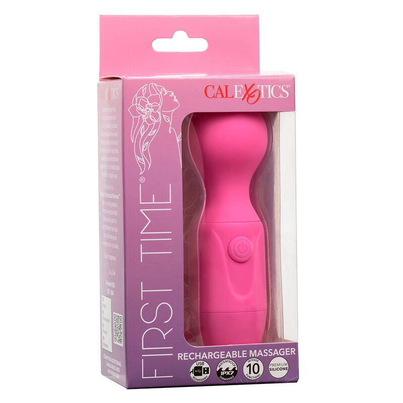 Vibrator Reincarcabil, CalExotics - First Time Rechargeable Massager, 10 Vibratii, Roz