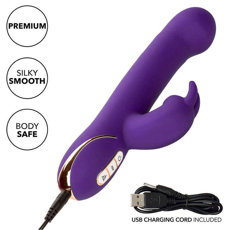 Vibrator si Stimulator, Calexotics - Jack Rabbit, 7 Vibratii si 7 Moduri de Suctiune, Albastru