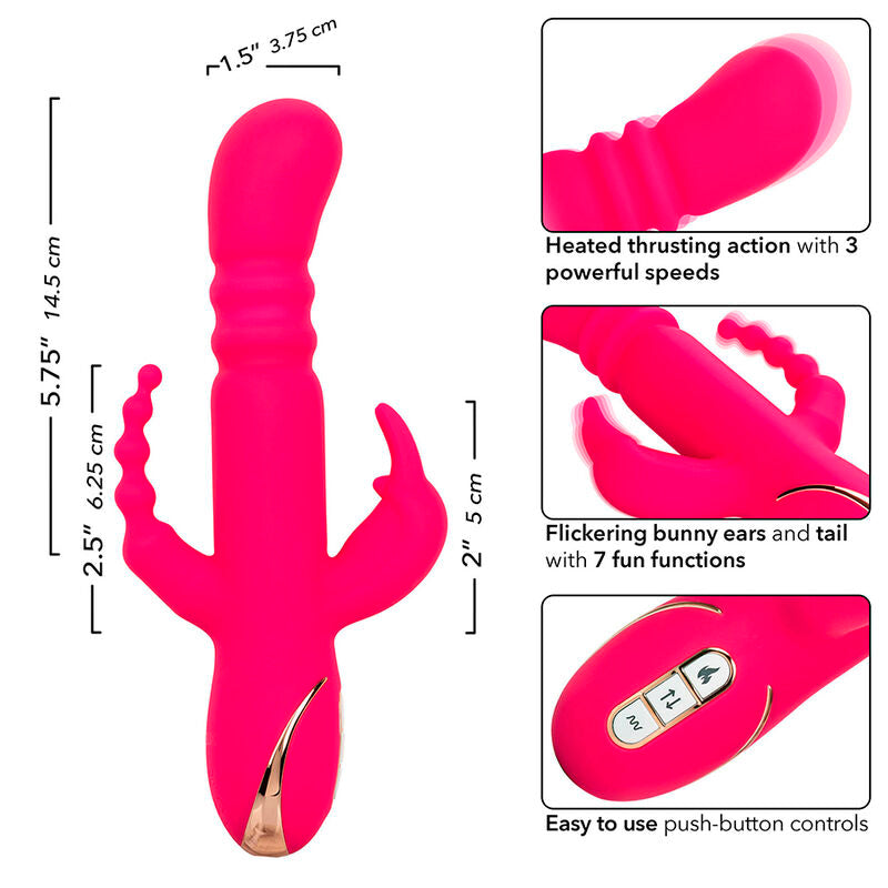 Vibrator Rabbit, CalExotics - Jack Fantasy Triple Heated, Ax Incalzit, Roz