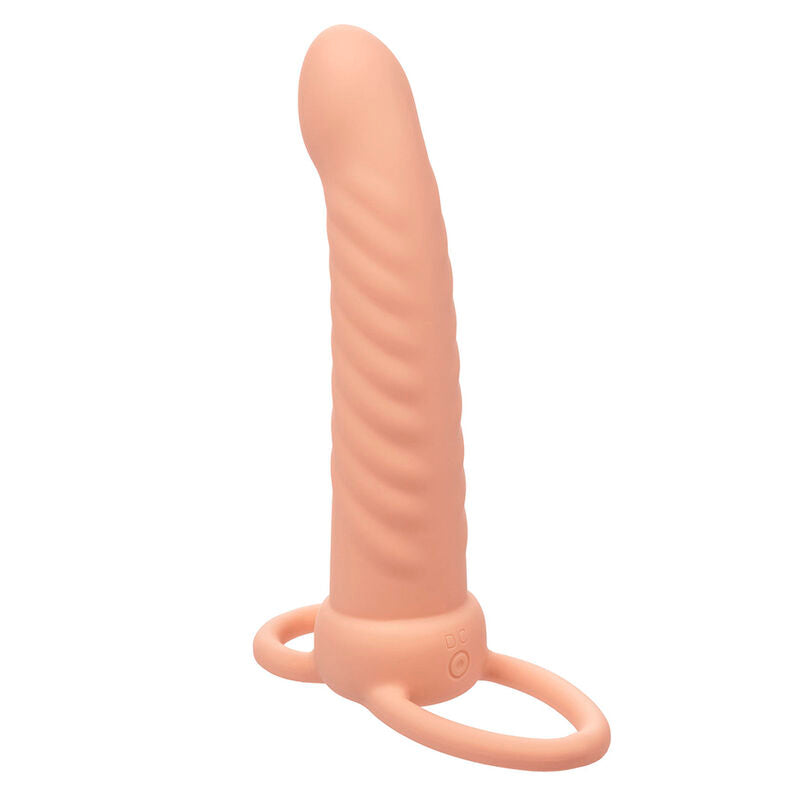 Strap On Dual, CalExotics - Maxx Ribbed Dual Penetrator, 10 Vibratii, Nud
