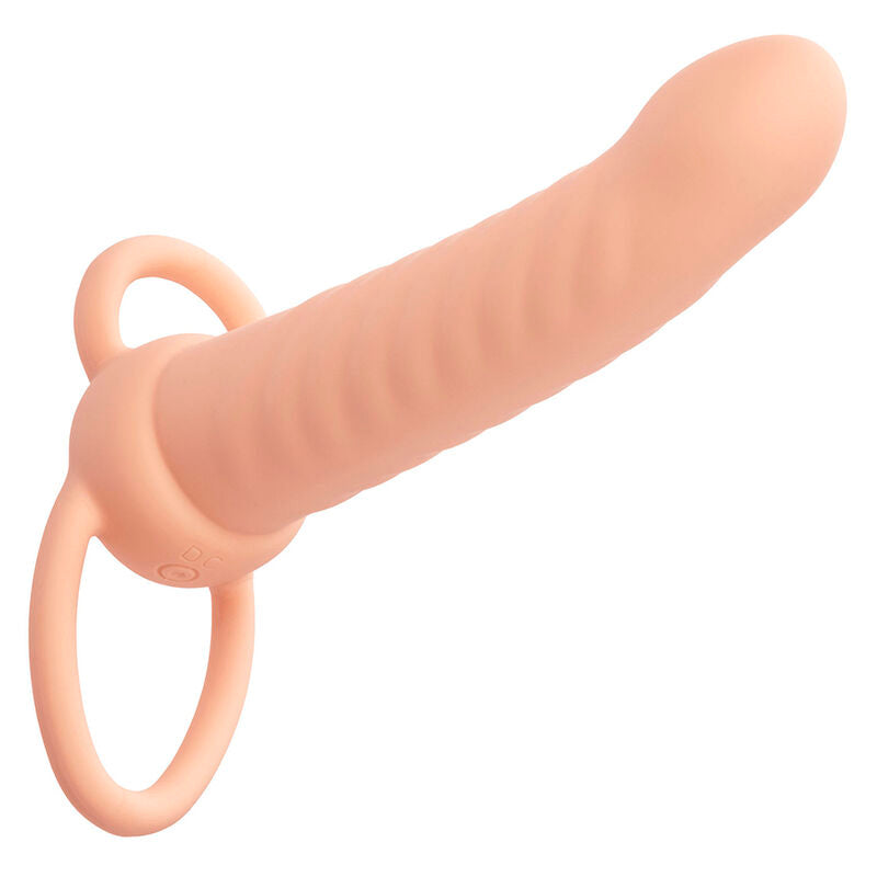 Strap On Dual, CalExotics - Maxx Ribbed Dual Penetrator, 10 Vibratii, Nud