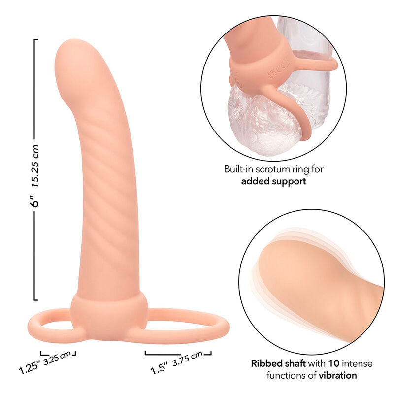 Strap On Dual, CalExotics - Maxx Ribbed Dual Penetrator, 10 Vibratii, Nud