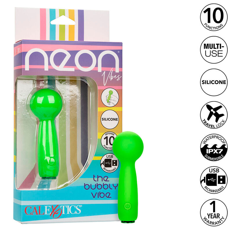 Mini Masajator, CalExotics - Neon Vibes The Bubbly Vibe, 10 Vibratii, Verde