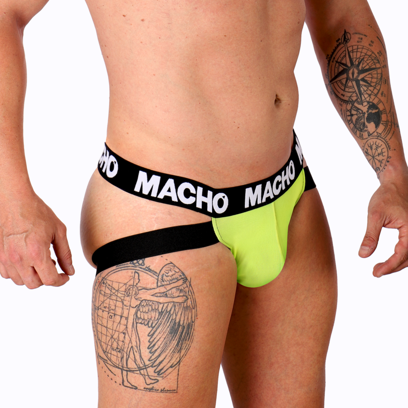 Jockstrap, Macho - MX28FA, Benzi Duble de Fixare, Galben S