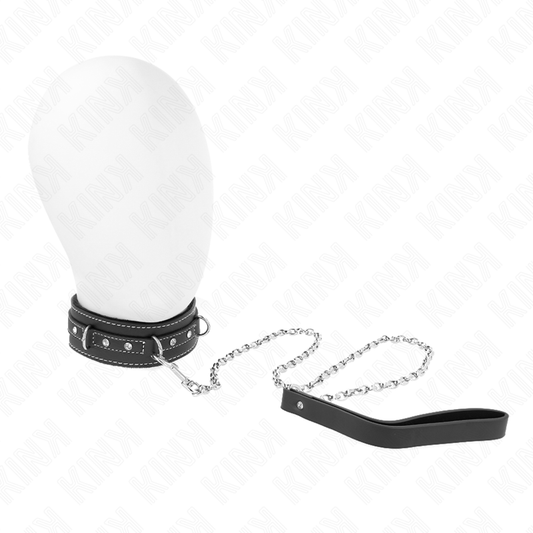 Zgarda BDSM cu Lesa, KINK - PVC cu Nituri Strasuri, 41,5 x 4 cm / Lesa 105 cm