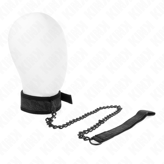 Zgarda cu Lesa BDSM, KINK - Model 5 Basic, Reglabila 34-54 cm x 5 cm, Lesa 77 cm