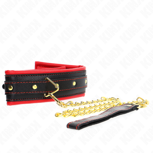 Zgarda BDSM Model 2, KINK - Piele Ecologica Buretoasa cu Lesa Reglabila, 37-54 cm x 3 cm