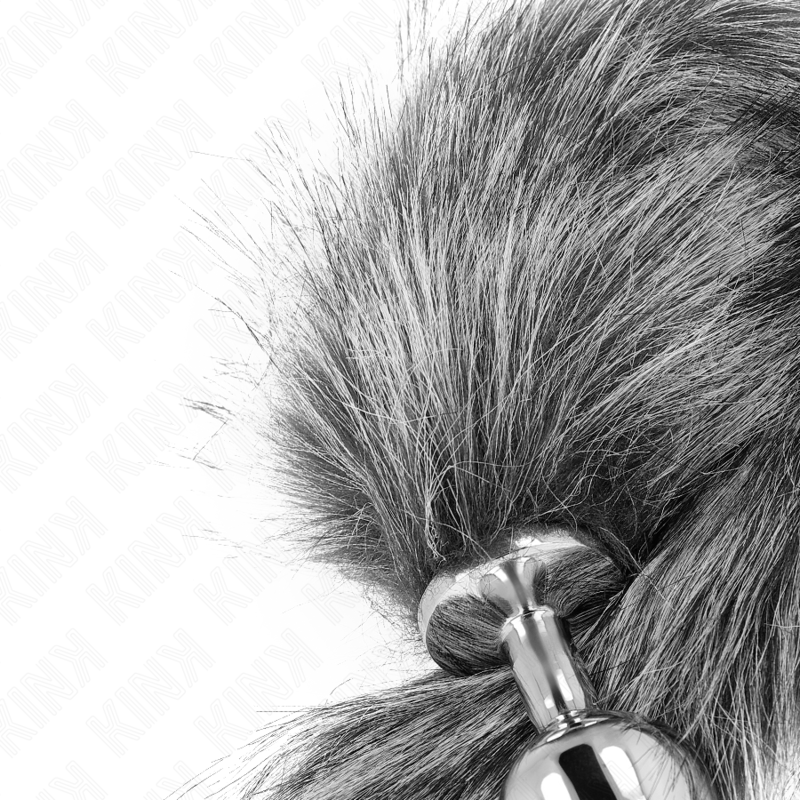 Plug Anal, Kink, cu Coada Sintetica, Marime M 8 X 3.5 CM Coada 40 CM Gri