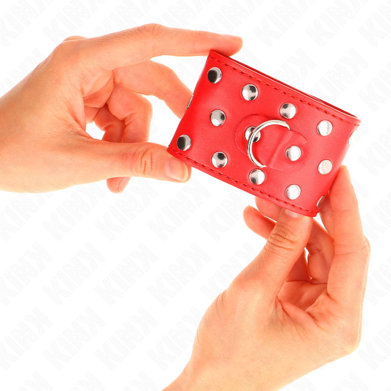 Catuse Erotice, Kink, cu Capse Pline de Nituri Reglabile, 19-24 CM X 5.5 CM Rosu