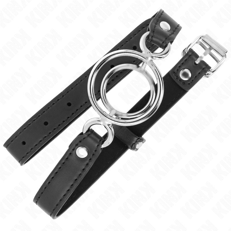 Calus BDSM, Kink, cu Multiple Inele O, 5 CM / Negru / 63 x 2.5 CM