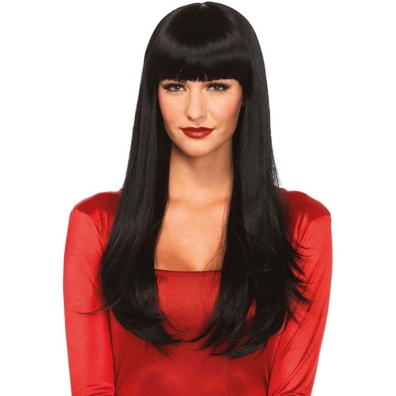 Peruca Lunga Dreapta, Leg Avenue - Bangin Long Straight Wig, cu Breton, Negru