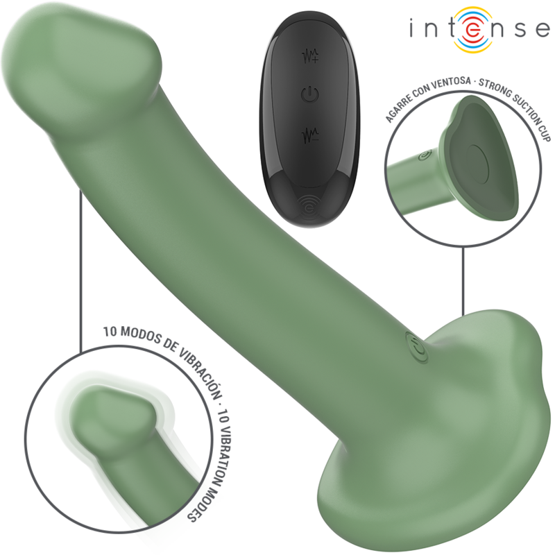 Vibrator, Intense - Becca, cu Ventuza si Telecomanda, Verde