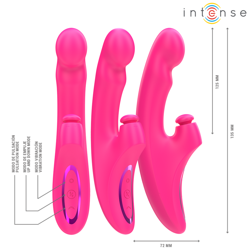 Vibrator, Intense - Emi, Multifunctional 3 in 1 cu 10 Mode de Vibratie, 13.5 CM Roz