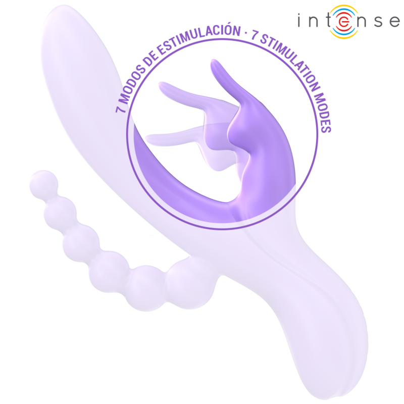 Vibrator Triplu, Intense - Miko, Stimulator Rabbit si Anal 7 Vibratii, Mov