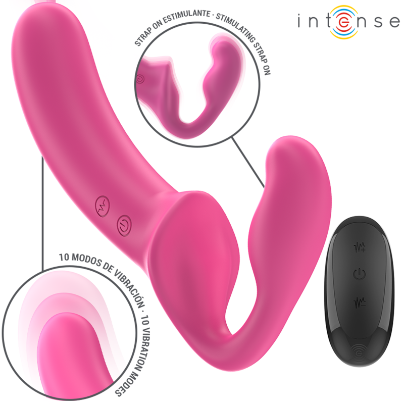 Vibrator Dublu, Intense - Amy, cu Telecomanda, 20 CM Roz
