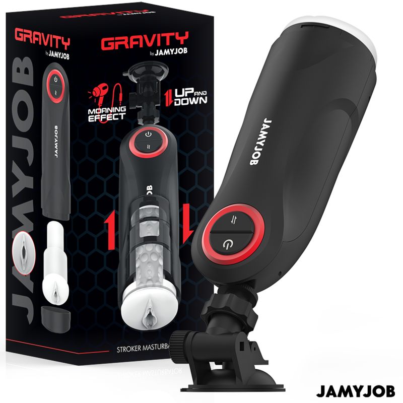 Masturbator Vagin, Jamyjob - Gravity, 5 Moduri de Impingere si Efect Sonor, Negru cu Detalii Rosii