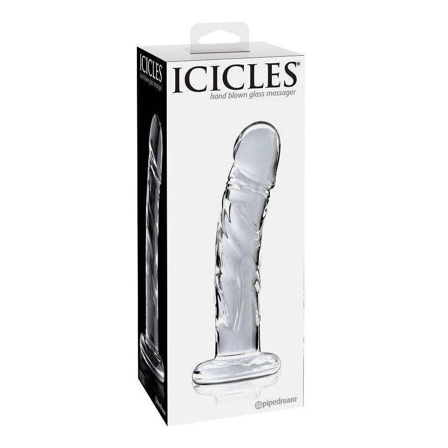 Dildo din Sticla, Icicles - No. 62, Curbat pentru Punctul G sau P, 14.5 x 3.5 CM