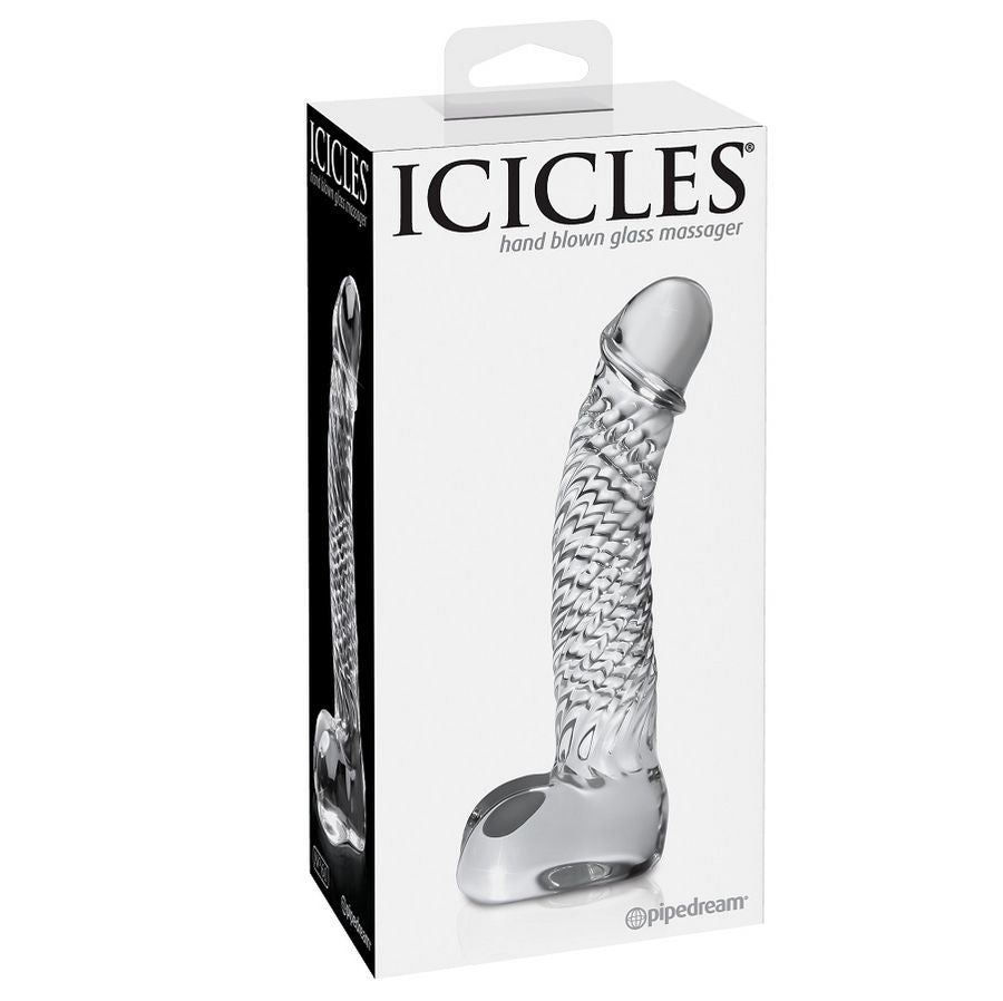 Dildo din Sticla, Icicles - N. 61, Curbat pentru Punctul G, 13 x 3 CM