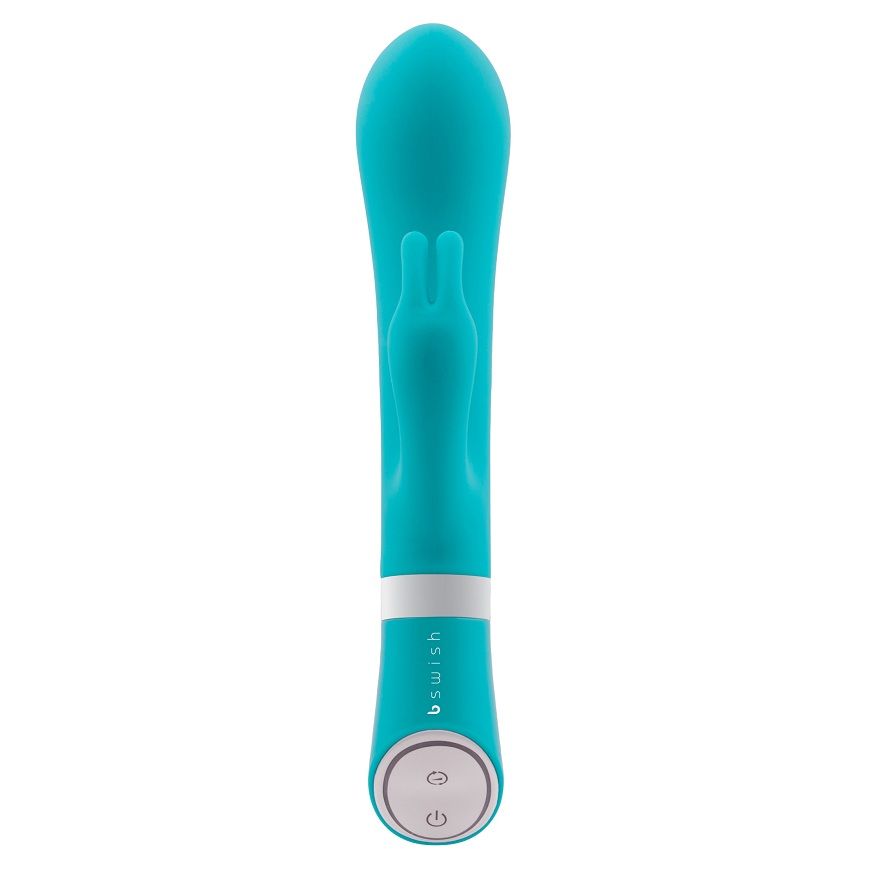 Vibrator Iepuras, B Swish - Bwild Deluxe Bunny, Dublu Motor, Jade