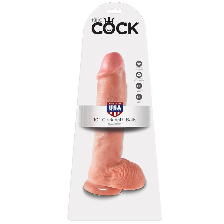 Dildo, King Cock - 10, cu Bile, 26.5 CM Nud