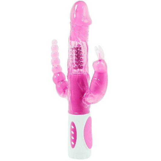 Vibrator Triplu cu Rotatie, Baile - Pretty Bunny Triple, 3 Motoare si 12 Functii