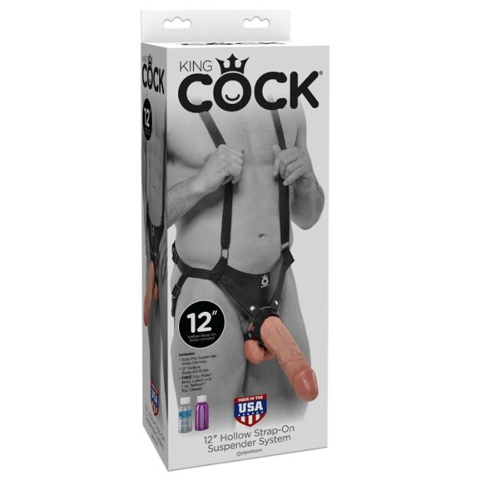 Dildo, King Cock - Hollow Strap On, Gol, 30.5 CM Nud