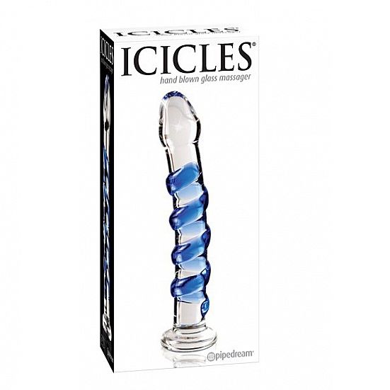 Dildo din Sticla, Icicles - N. 05, Sticla Suflata Manual, 17 x 3.5 CM