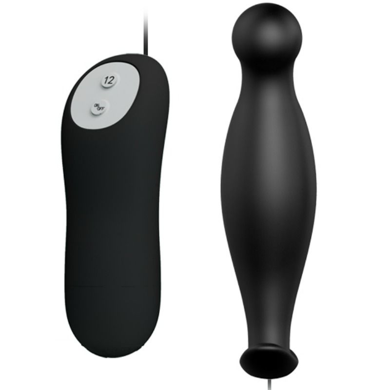 Plug Anal, Pretty Love, 12 Moduri de Vibratii cu Telecomanda, Negru