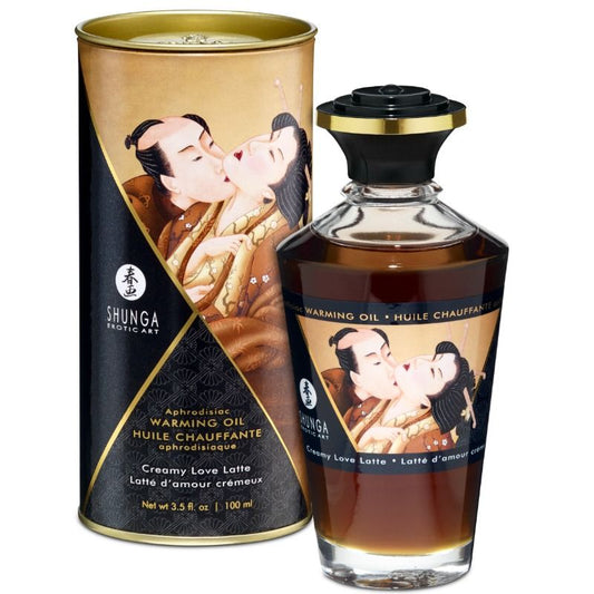 Ulei de Masaj cu Efect de Caldura, SHUNGA - Aroma Latte Cremos, 100 ml