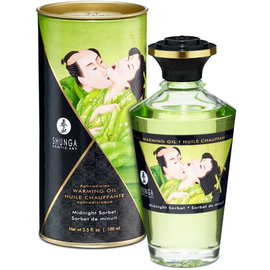 Ulei de Masaj cu Efect de Caldura, SHUNGA - Aroma Sorbet de Miezul Noptii, 100 ml