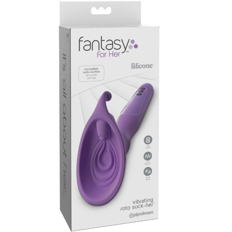 Vibrator cu Aspiratie Rotativa, Fantasy For Her - Vibrating Roto Suck-Her, Rezistent la Apa, 249 Mm