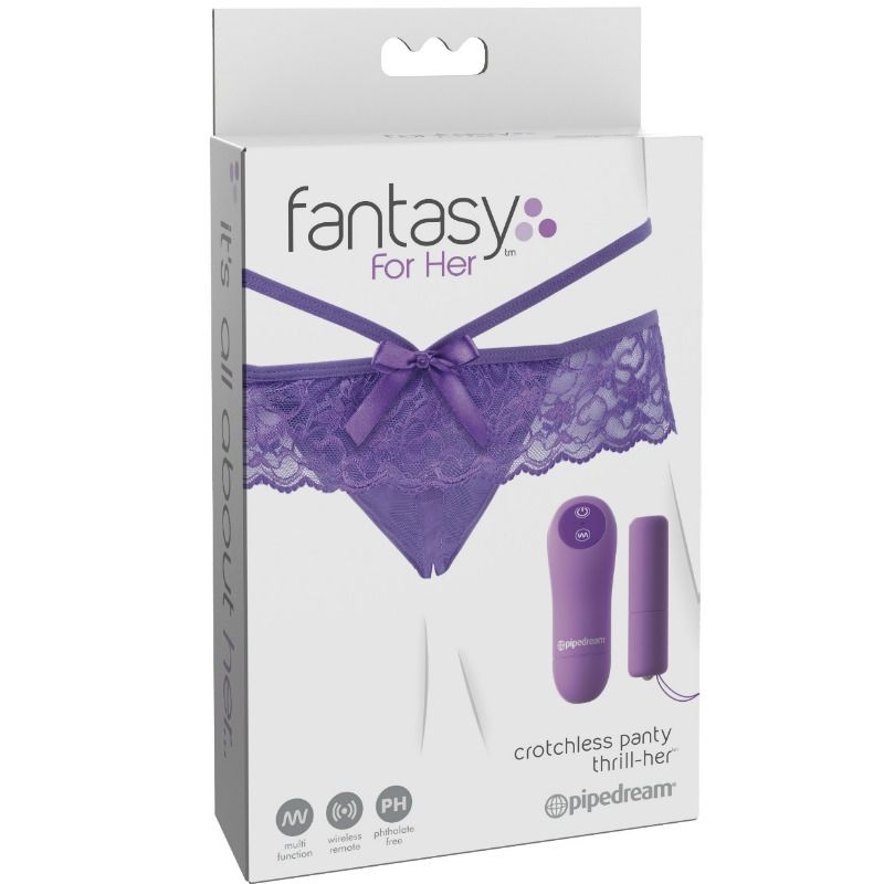 Chilot Deschis, Fantasy For Her - Thrill-Her, Vibratii cu Telecomanda, Mov