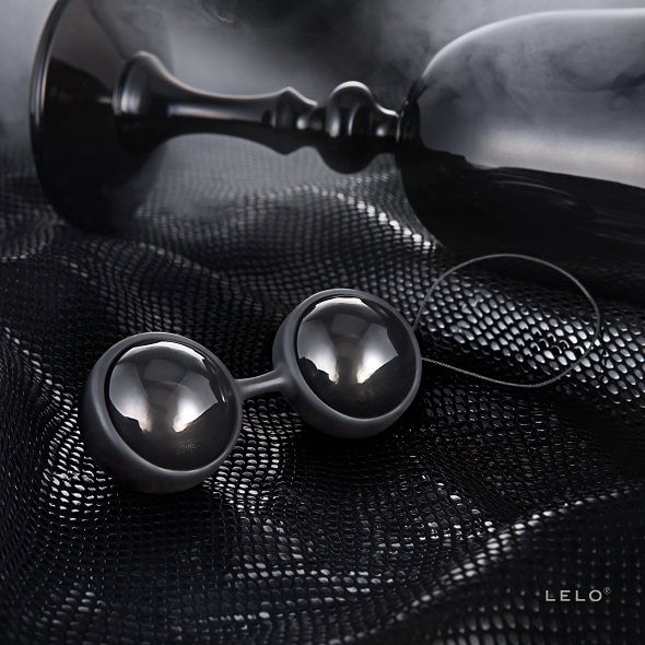 Bile Kegel, Lelo - Luna Beads Noir, Vibratii Subtile, D - 29 Mm