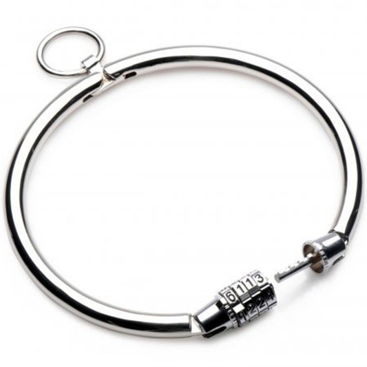 Zgarda BDSM Metalica, METAL HARD - cu Inchidere Combinatie, 12 cm