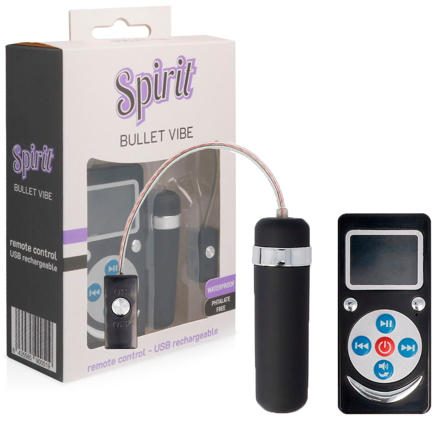 Vibrator Bullet, Spirit, Telecomanda Premium, Negru