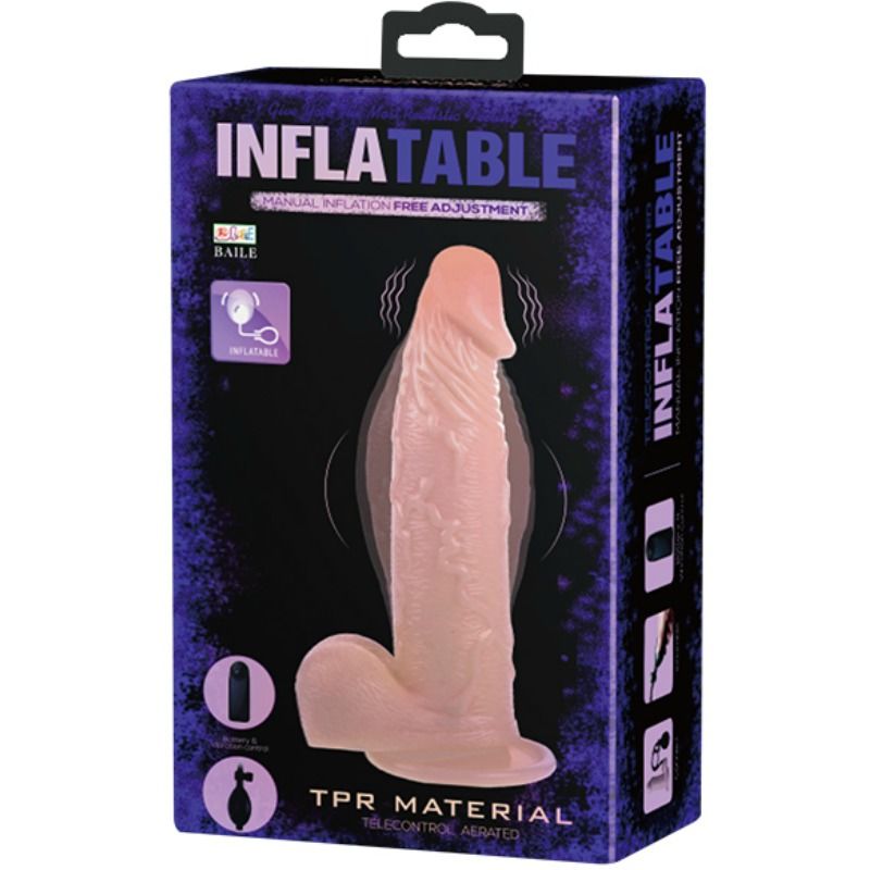 Dildo Realist Gonflabil si Vibrant, Baile, cu Ventuza si Telecomanda