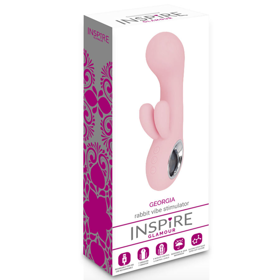 Vibrator Iepuras, Inspire - Glamour Georgia, Stimulator Dublu Clitoris, Roz