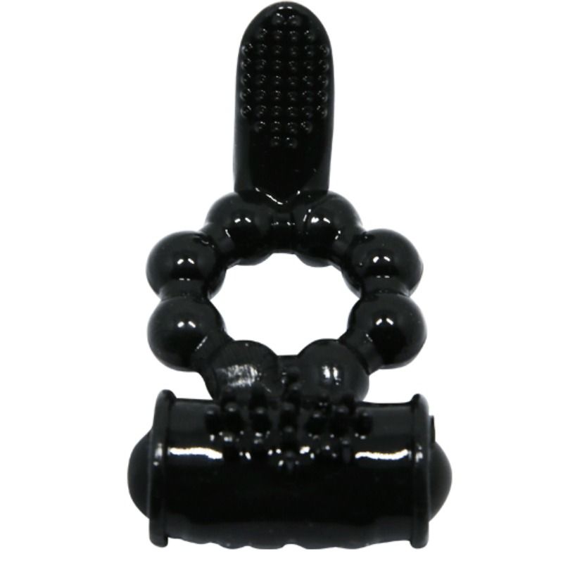 Inel Vibrator, Baile - Sweet Ring, cu Dublu Stimulator, Negru