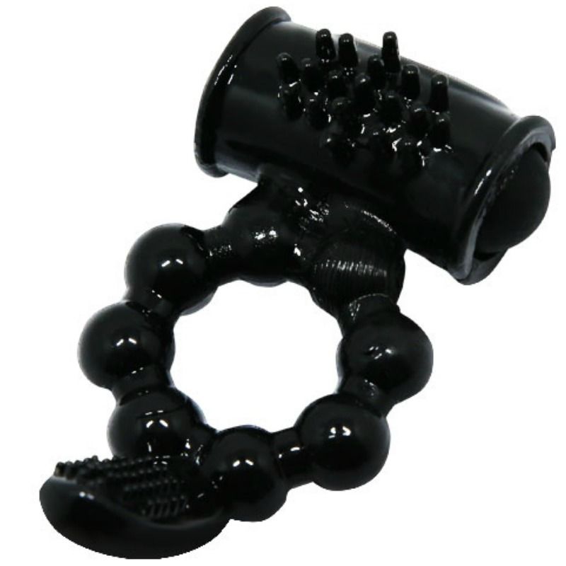 Inel Vibrator, Baile - Sweet Ring, cu Dublu Stimulator, Negru