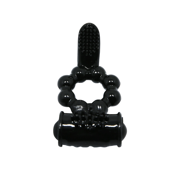 Inel Vibrator, Baile - Sweet Ring, cu Dublu Stimulator, Negru