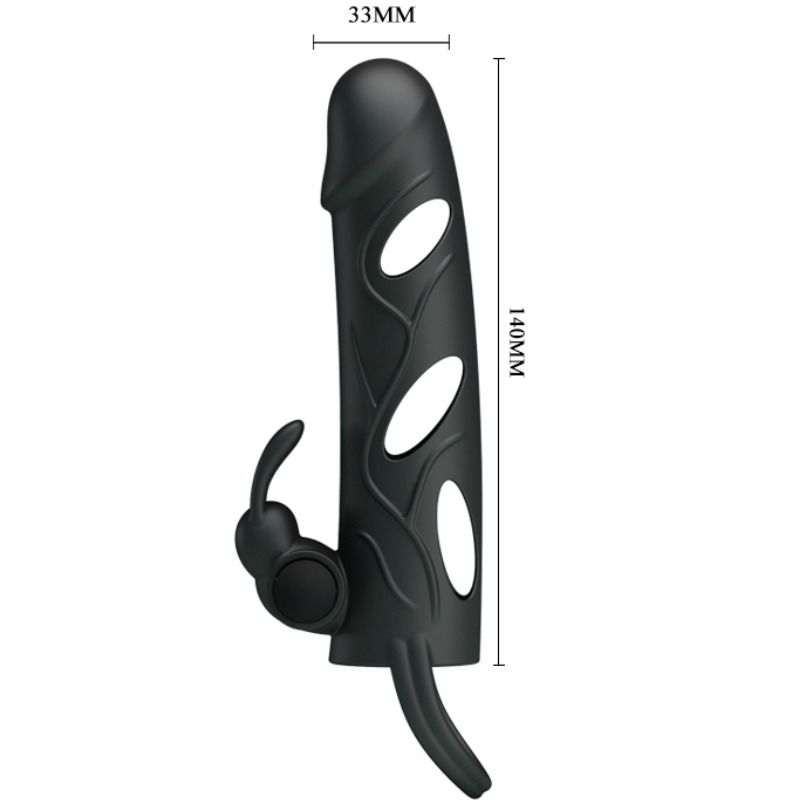 Prelungitor Manson Penis, Pretty Love - 2.0, cu Vibratie, 14 CM / Negru