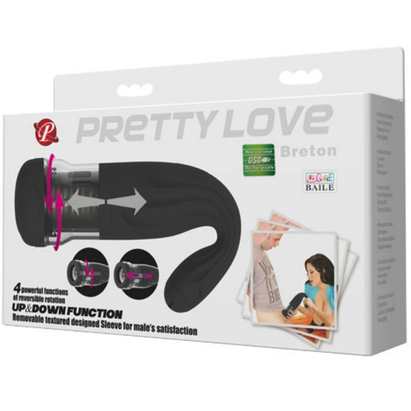 Masturbator Multifunctional, Pretty Love - Breton, Reincarcabil Cu 4 Viteze De Rotatie Si 4 Moduri De Miscare Sus-Jos