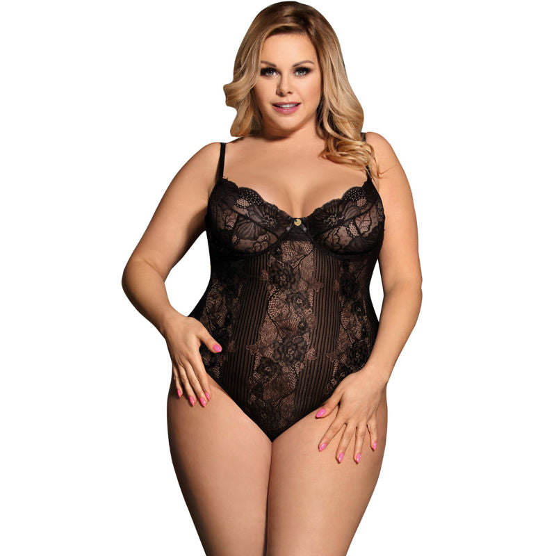 Body, Subblime - Queen Plus Floral Pattern, Dantela Florala, Negru