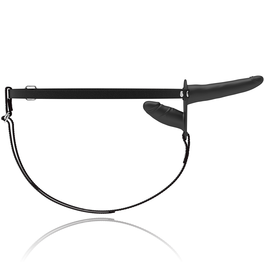 Ham Strapon, Fetish Submissive - Double Penetration, Silicon Medical Hipoalergenic, Negru / Marime Unica / 15 CM + 8 CM