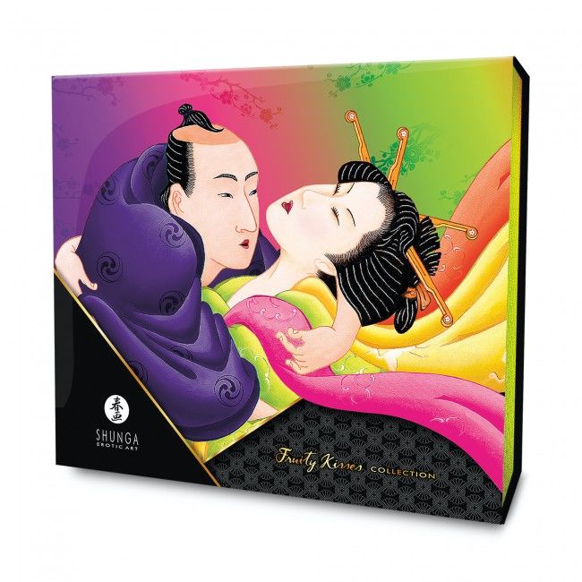 Kit Cosmetice Erotice, Shunga - Fruity Kisses Collection, Arome Fructate, 3 Piese