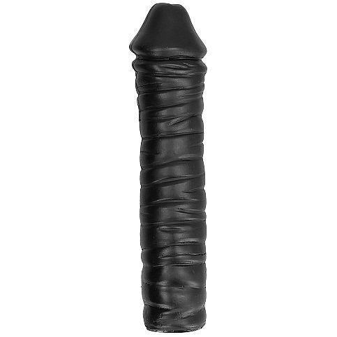 Dildo, All Black, Nervurat, 38 CM