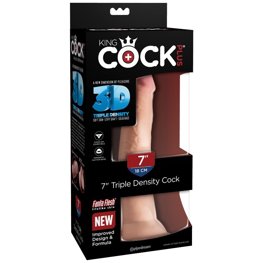 Dildo, King Cock - Plus Triple Density, Baza cu Ventuza Puternica, 18 CM